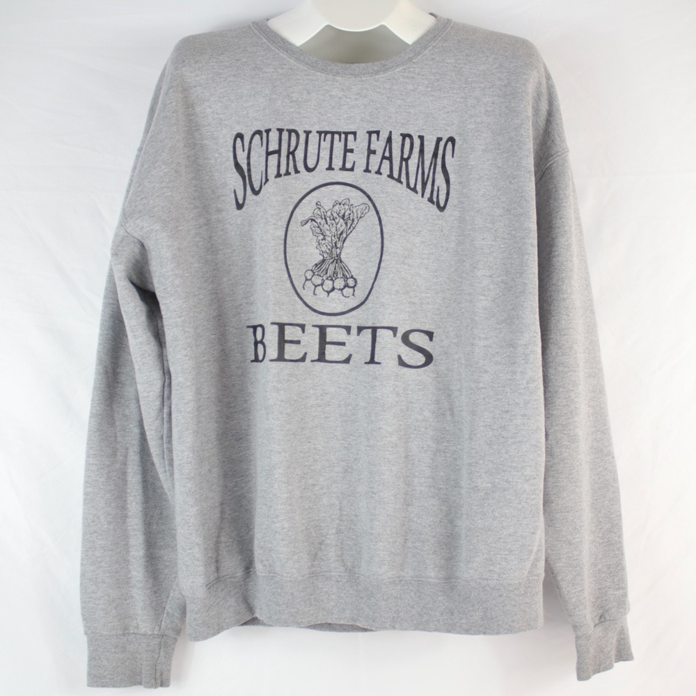The Office Gray Schrute Farms Beets Crewneck Sweater Womens Size XL
